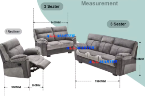 Sofa Baldu Recliner 1 Seater Grey Sofa Set High Quality Sofa 1 Seater 2 Seater 3 Seater 1+2+3 Seater Sofa
