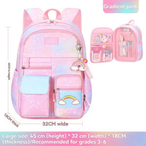 Cute Girls lightweight Kids School bag Large Capacity Waterproof Childrens school backpack Spine Protection Load Reduction Primary School Students Bags for Grades 1-6