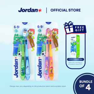 Jordan | Step 3 Kids Toothbrush | Age 6-9 Years | Soft Bristles (Bundle of 4)