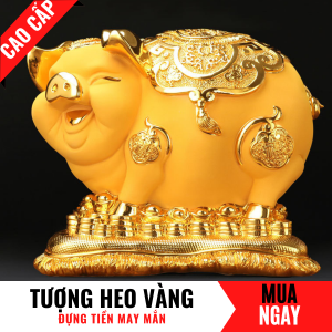 Tượng Heo Trang Trí Đựng Tiền Bằng Vàng Cát Mỹ Nghệ Cao 24cm