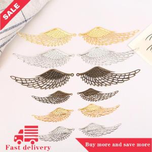 [COD] 10Pcs Gold Color Silver Bronze Filigree Wraps Angel Wings Pendant Metal Crafts For DIY Headwear Jewelry Making Accessories
