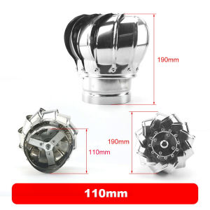 110mm 201 Stainless Steel Unpowered Roof Ventilator fit Attic Ventilating Fan Wind Turbines