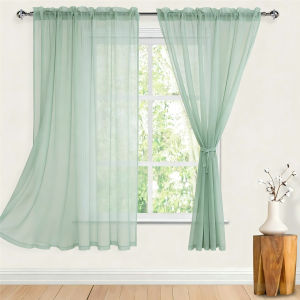 【Buy 1 Take 1】1Mx2M Sheer White Curtain Plain Lace Curtains for Window Door Room Gauze Curtains