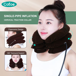 Cofoe Inflatable Neck Stretcher Cervical Traction Collar Soft Cervical Vertebra Tractor Device Air Cervical Pillow 3 Layers for Neck Support and Shoulder Pain Brace