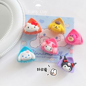 Sanrio Colorful Small Crab Hair Claw Clips Hello Kitty Cinnamoroll Kuromi Acrylic Cute Mini Girls Candy Hair Clamp Hairpin Hair Accessories