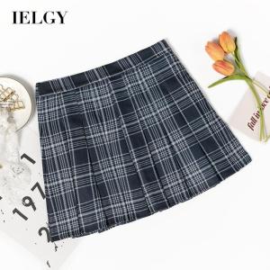 IELGY Plaid high waist slim A-line preppy plus size skirt for women