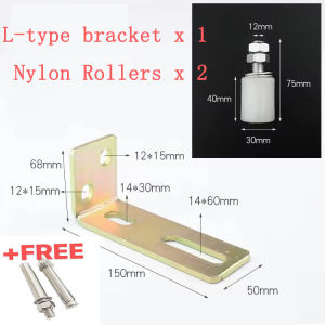 【With L Post Bracket】Sliding Gate Upper Guide Bracket Roller Wheel Upper Guide Nylon Wheel For Electric Sliding Door Roller Guide for Sliding Gate Roller Wheel Guide F200 Nylon Wheel Frame Adjustable Dua Assembly Support