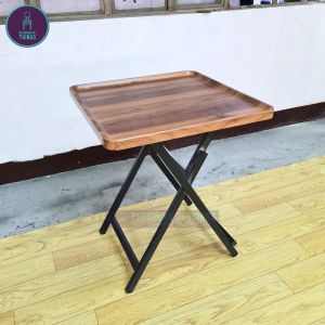 Square Foldable Outdoor Table 60 x 60cm 2-seater Wood Finish Mahogany Color Folding Waterproof