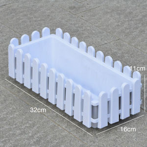 กระถางดอกไม้ ปลูกผัก รั้วพลาสติก รั้วตกแต่งสวน 1 ชิ้น ขนาดยาว32ซม.สูง 11 ซม รั้วกั้นสนามหญ้า พลาสติก สีขาว สําหรับตกแต่งสวน