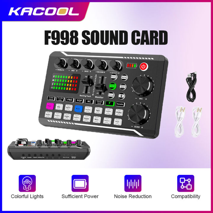 Carte Son Live F998 - Mixeur Audio Avec Effets, Changeur De Voix, Pour Streaming TikTok, YouTube, Karaoké