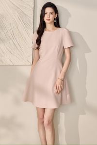 Đầm hồng pastel tay ngắn dáng chữ A thanh lịch