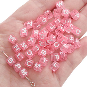 100pcs 6x6mm Colorful Acrylic Letter Beads Cube Square Alphabet Loose Beads For Handmade Bracelet Necklace Earring Keychain DIY Jewelry Making Accessories