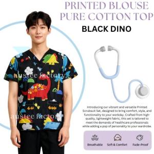 LAM 2026 Printed Scrub Suit Top Korean Cotton for Medical Professionals Assorted v3