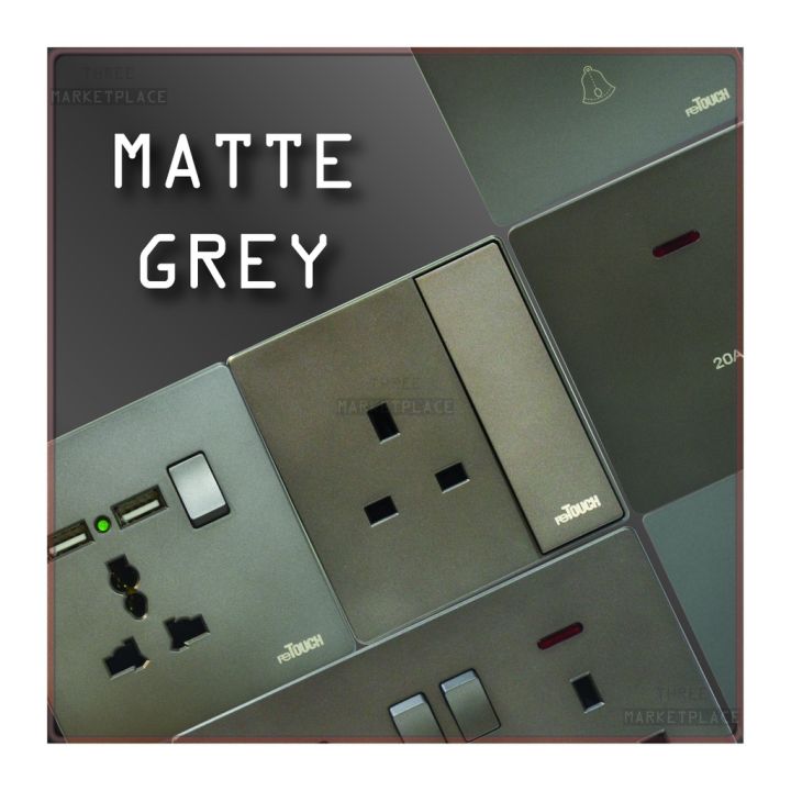 [GREY][SIRIM] Ultra Rimless Modern Switches Socket 1/ 2/ 3/ 4 Gang 1/ 2 ...