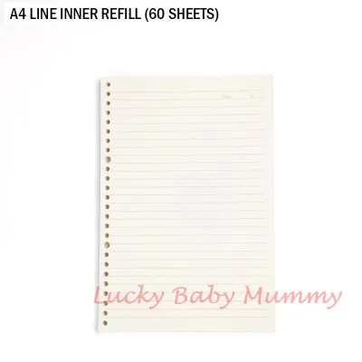 A4/B5/A5 Loose Leaf Binder Document File/Clips/Notebook 60pcs Refill Paper/ Local Seller