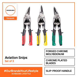 VANQUISH Premium Metal Sheet Cutter Aviation Snip Set of 3 - Heavy Duty Handyman Tools & Home Improvement