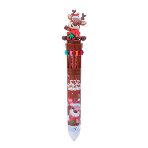 YESPERY Christmas 10-color Ballpoint Pen Student Press-type Color Pen Santa Claus Ballpoint Pen 0.5mm School Stationery