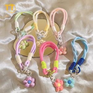 Tri-Town Universal Mobile Phone Lanyard Clouds & Stars Flower Pattern Wrist Strap with Detachable Keychain Pend