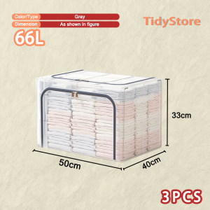 【TidyStore】Foldable Fabric Storage Box Visible Transparent Large-Capacity Storage Organizer Clothing Storage Box Waterproof Home Storage Bin Wardrobe Organizer 收纳箱