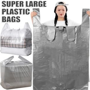 Thicken Silver Bags Super Large Plastic Moving Packaging Bag with Handle for Duvet Blanket Bedding Clothing Storage