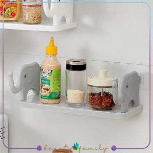 BF-C864 Rak Dinding Tempel Kamar Mandi Motif Gajah Tanpa Paku Serbaguna / Rak Dapur dengan Gantungan