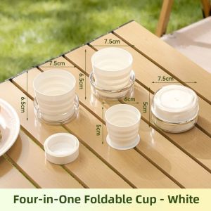 COUPLECOL Leak-Proof Foldable Travel Cup Creative 4 in 1 Portable Drinking Mug Convenient Multi-functional Retractable Camping Cup Outdoor Use