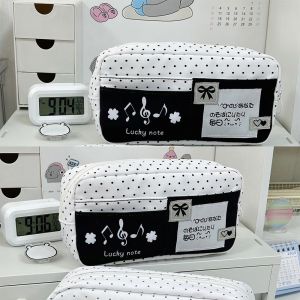SAVVYSHELF Multi-layer Pen Bag Polka Dot Portable Stationery Pouch Kawaii Large Capacity Stationery Storage Bag Students Gift