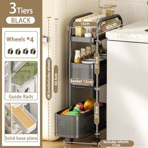 SJorage Trolley Rack Movable Rack with Wheels Kitchen Rack Cosmetic Storage Bathroom Storage Rack Shelf