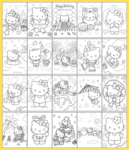 Kertas Mewarnai Gambar Tema Hello Kitty 1