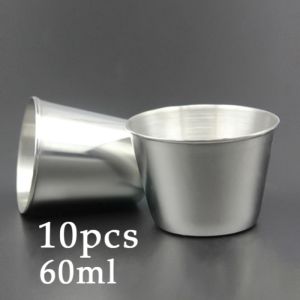 10Pcs Stainless Steel Condiment Sauce Cups Dipping Sauce Bowl Ramen Seasoning Cups 60ML