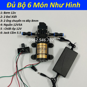 Máy Bơm Nước Mini Tăng Áp Kèm Nguồn Adaptor 12V Rửa Xe Phun Sương Tưới Lan máy bơm nước 12v kèm nguồn cực khoẻ máy bơm phun sương