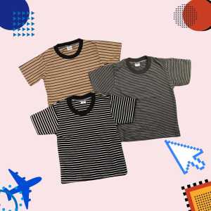 Kaos Baju Motif Salur Stripe Anak Laki-laki Perempuan Usia 0 1 2 3 4 5 6 7 8 9 Tahun