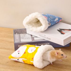 CARING PETS ไก่/นกฮูก รังผ้าฝ้ายหนูแฮมสเตอร์พกพา น่ารักน่ารักๆ รูปทรงกระเป๋า กระเป๋าใส่สัตว์เลี้ยง แบบพกพาได้ ขนแกะ/ผ้าใบ เตียงหนูแฮมสเตอร์อบอุ่น สำหรับเม่น/กระรอก