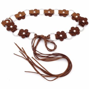 NAMSHEVA PU Leather Ethnic Floral Waist Belt Bohemian Style Retro Women Dress Belt Versatile Adjustable Floral Leather Waist Rope for Women
