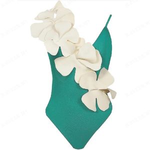 H Pakaian Renang Wanita Eropah dan Amerika Baru Pakaian Renang Hiasan Bunga Asimetri Hitam