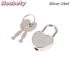 Heabety 1Set Heart Shape Padlocks Mini Luggage Hardware Locks With Key Lock For Travel Wedding Jewelry Box Diary Book Suitcase