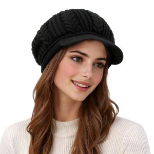 DOWNA Thickened Womens Winter Beret Ear Protection Wool Ski Cap Casual Warm Duck Tongue Hat Outdoor