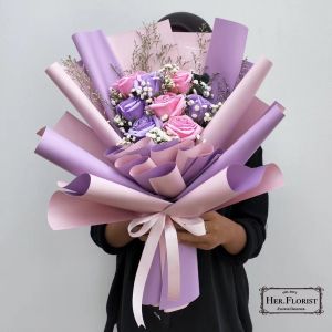 HER.FLORIST 8PCS Premium Soap and Dried Flower Bouquet / Buket Bunga Sabun dan Bunga Kering Kado