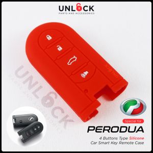 UNLOCK🔓 Perodua Bezza / All-New Myvi / Aruz 4 Buttons Silicone Keyless Smart Key Remote Case Cover Car Accessories Aksesori Kereta