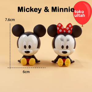 Topper Kue Mickey dan Minnie Mouse Plastik Untuk Hiasan Cake Ulang Tahun Anak Karakter Lucu Disney