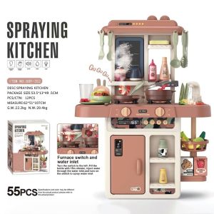 Wooden Japanese Style White Kitchen Dress up Game Cooking Children Pretend Play Set Cooking simulation kitchen