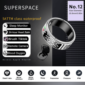 QkeeRing 5ATM Waterproof Smart Ring Support Display Screen Remote Camera Brush Tiktok Sport Activity Fitness Tracker Heart Rate Blood Oxygen Sleep Health Monitor