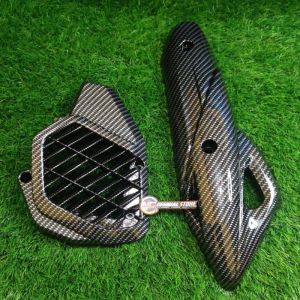 Paket 2pcs Cover knalpot dan cover Radiator Pcx 150 Carbon