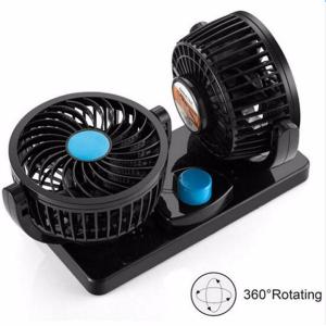Quạt đôi xoay 360 độ trên ô tô Quạt mini đôi để trên xe ô tô tiện lợi (Giao màu ngẫu nhiên) Quạt Đôi Mini 12V Xoay 360 Dành Cho Xe Ô Tô
