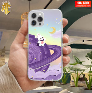 Case Hologram OPPO A5S A11K A12 A7 A15 A15S A57 A77S A58 4G Motif ( 3D MOON ) Softcase Hologram Bening Tebal - Clear Case 2MM - Sofkes Hp - Kesing Lucu - Casing Vira