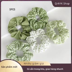 Hàng có sẵn✨ 5Pcs Polka Dot Tóc Quan Hệ Thanh Lịch Dễ Thương Vải Scrunchies Với Hoa In Ngọt Ngào Hoa Dot Tóc Ban Nhạc Học Viện Phong Cách Cho Các lứa tuổi