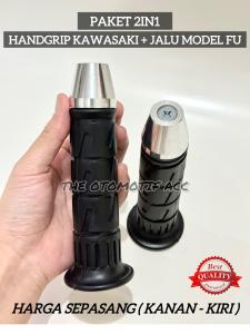 HANDGRIP HANDFAT MODEL KAZE / KAWASAKI PLUS JALU STANG FU CNC CHROME UNTUK SEMUA JENIS MOTOR