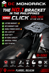 HONDA CLICK 125 / 150 V1 V2 V3 V4 TOPBOX BRACKET STAY GRAB BAR HEAVY DUTY LIFETIME WARRANTY DOUBLE POWDER COATED