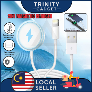 【Trinity】2 in 1 USB Multi Devices Wireless Fast Charging For iPhone & iWatch Series [ iWatch Ultra / 9 / 8 / 7 / 6 / 5 / 4 / 3 / 2 / 1 ] Charging Dock Station Shock Absorption  High Temperature Resistance Portable & Lightweight