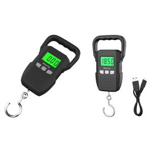 Portable Digital Weight Scale 60kg Electronic Luggage Hanging Scale Battery/USB Rechargable LCD Fishing Weighing Balance